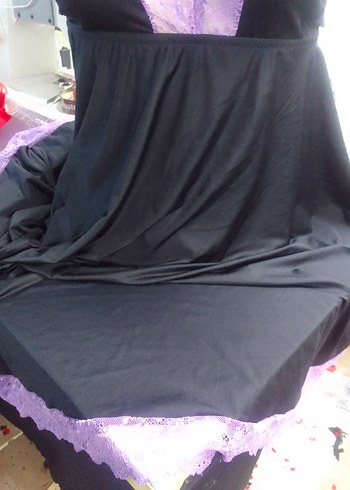 Mor Dantel Detaylı Uzun Gotik Gecelik - Görsel 7