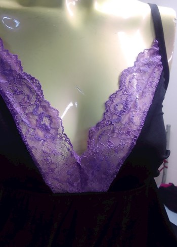 Mor Dantel Detaylı Uzun Gotik Gecelik - Görsel 6