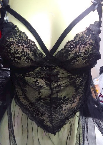 Siyah Uzun Dantel Hemşirelik Korsesi - Görsel 2