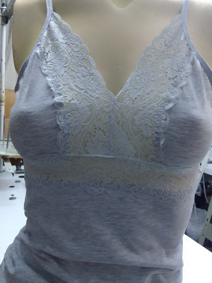 Gri Dantelli V Yaka Kadın Atlet - Görsel 3