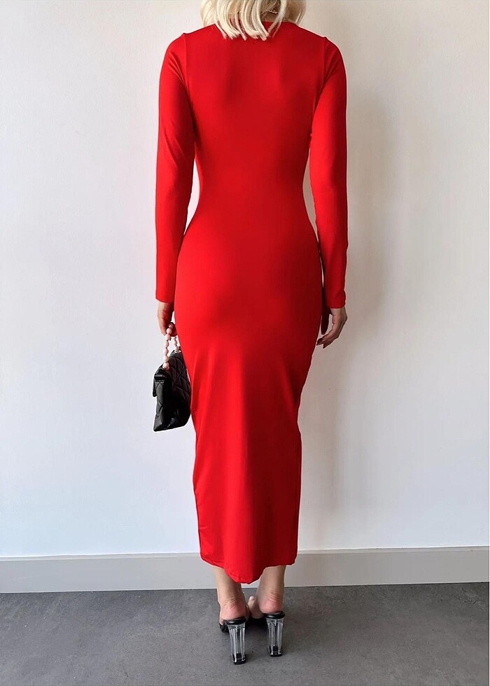 Kırmızı uzun elbise - Görsel 2