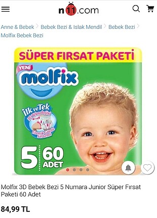 Molfix 5 numara bez sıfır paketinde