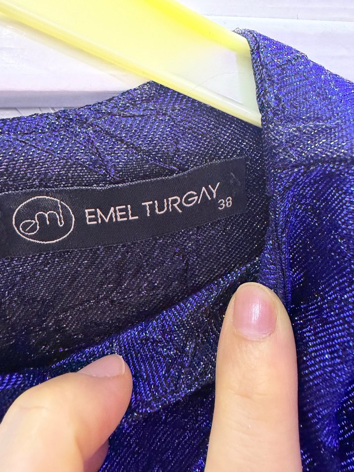 Uzun Lacivert Drapeli Gotik Elbise - Görsel 5