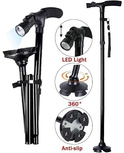 Led Işıklı Katlanabilir Alüminyum Baston