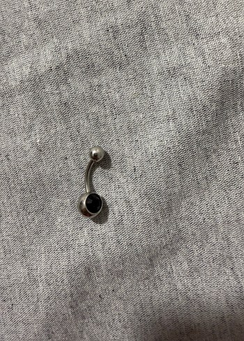 Düğmeli Siyah Taşlı Kadın Göbek Piercingi titanyum - Görsel 2