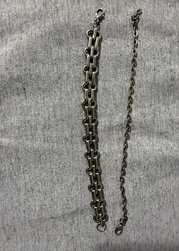 Gri Desenli Zincir Detaylı Kadın bileklik seti - Görsel 2