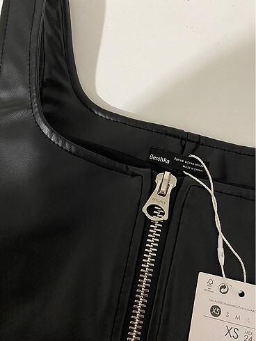 xs Beden bershka deri korse crop