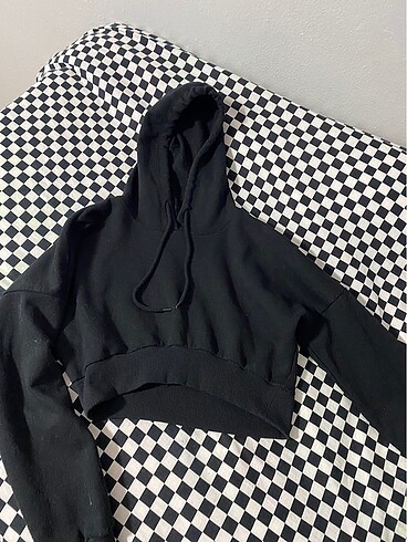 xs Beden Crop sweatshirt siyah