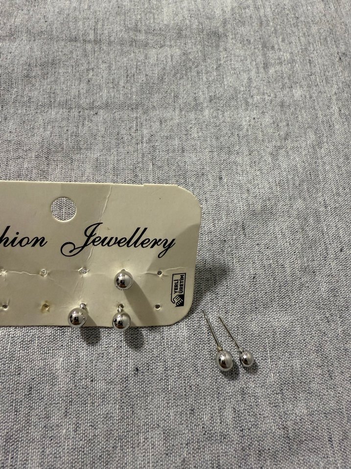 Gri Zincir Detaylı set kolye bileklik küpe - Görsel 4