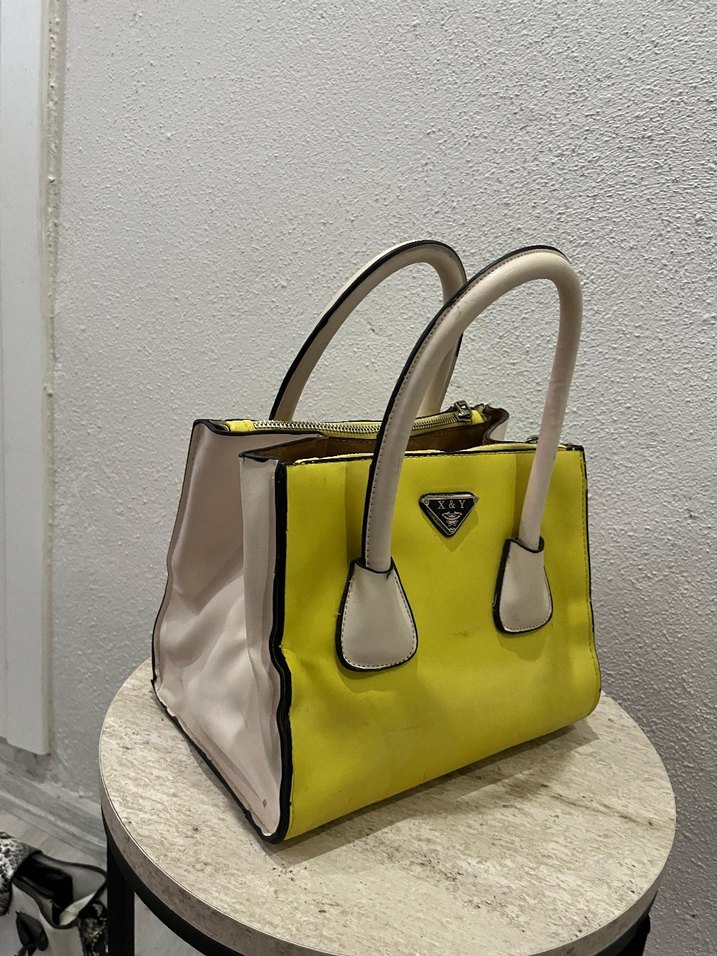 Parlak Sarı Modern Klasik Kadın Deri Çanta - Görsel 2