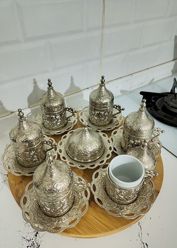 Gümüş İşlemeli 6'lı Türk Kahvesi Fincan Takımı - Görsel 2