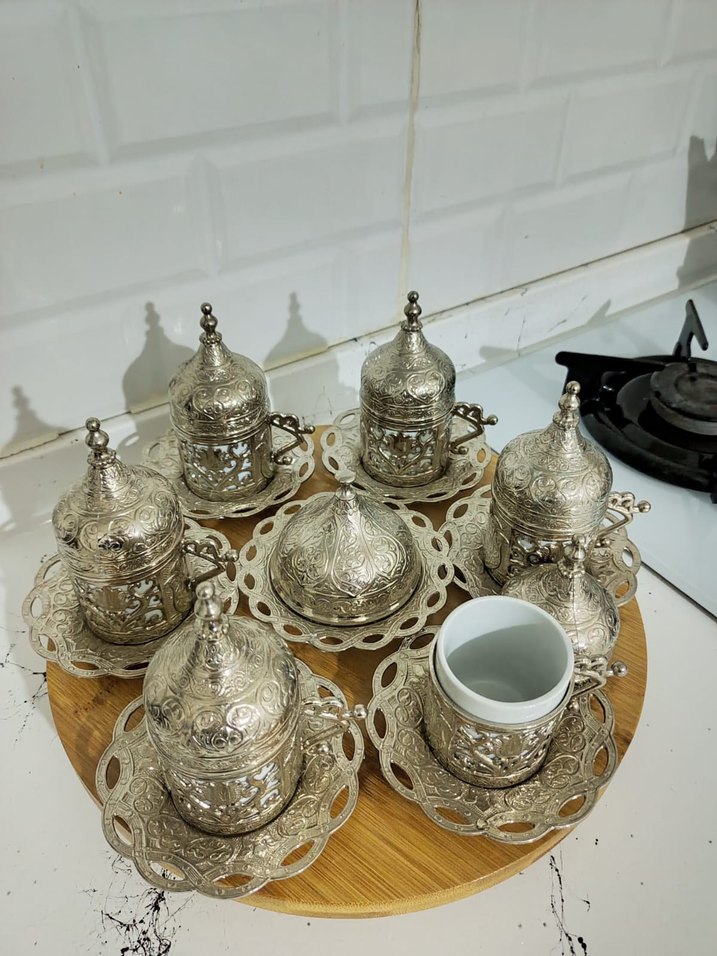 Gümüş İşlemeli 6'lı Türk Kahvesi Fincan Takımı - Görsel 2