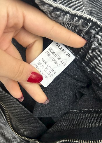 Gri Bol Kesim Kot Pantolon - Görsel 2