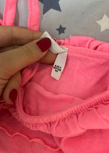 Kız Çocuk Pembe Askılı Fırfırlı Bluz - Görsel 3