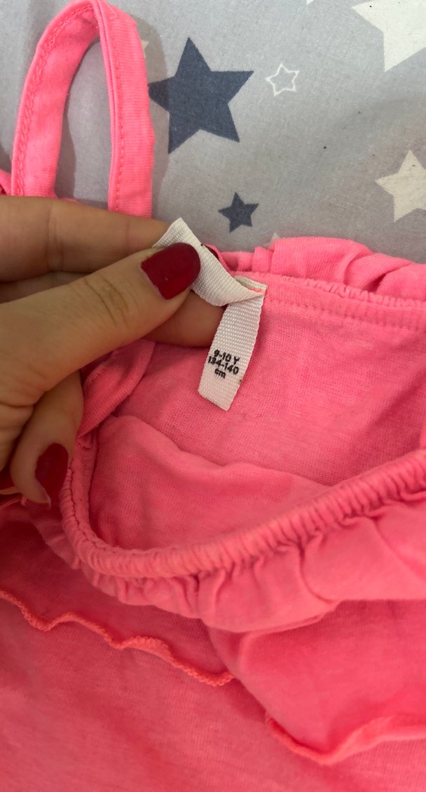 Kız Çocuk Pembe Askılı Fırfırlı Bluz - Görsel 3