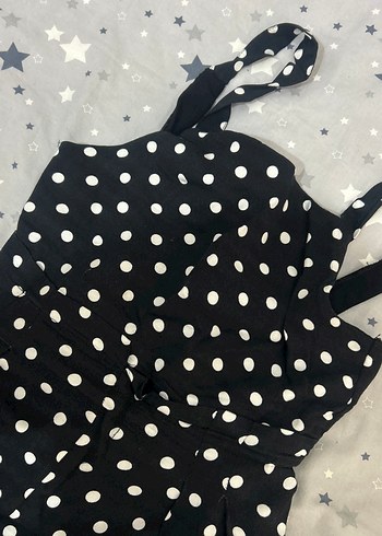 Puantiye Desenli Siyah çocuk Tulum - Görsel 2