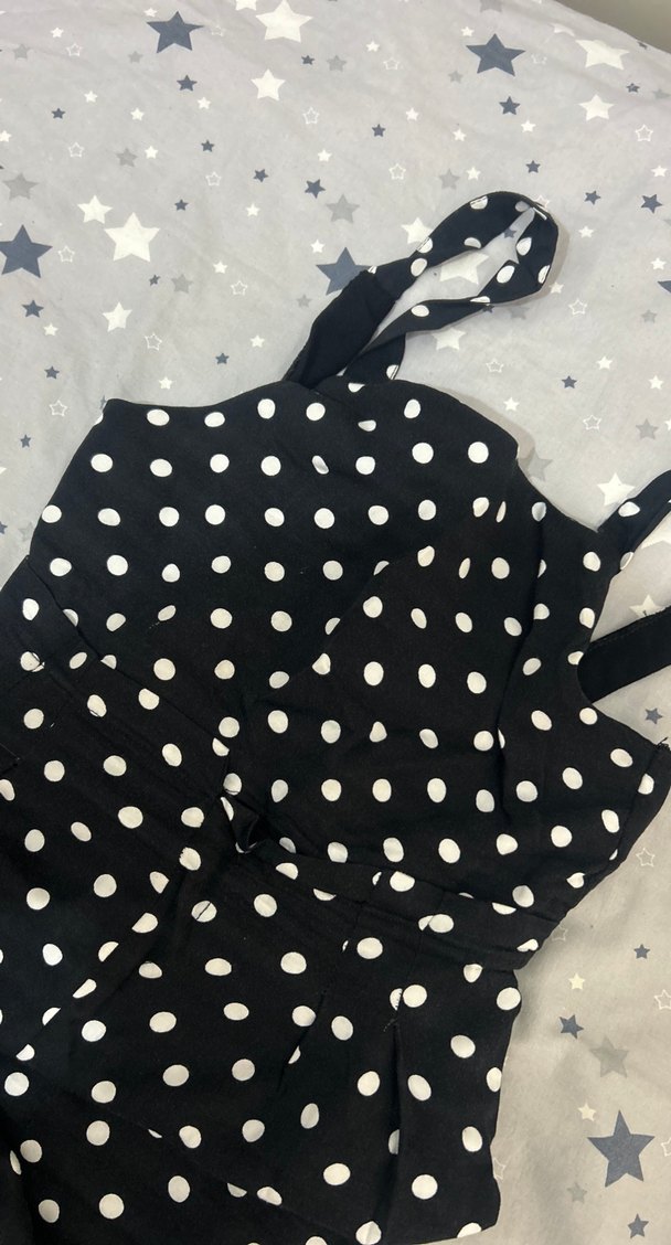 Puantiye Desenli Siyah çocuk Tulum - Görsel 2