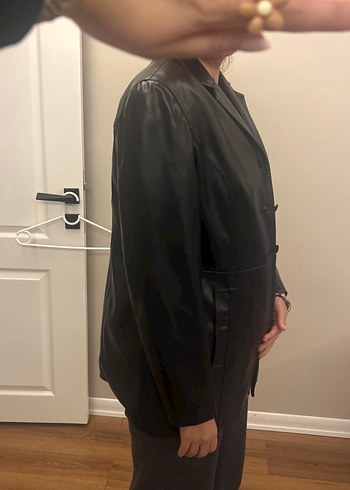 Siyah Deri Kadın Ceket - Görsel 5