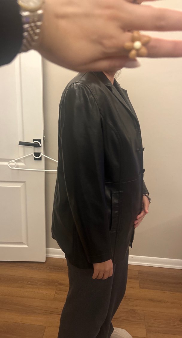 Siyah Deri Kadın Ceket - Görsel 5