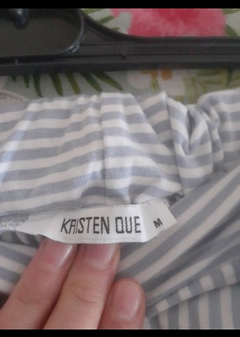 Mavi Çizgili Salaş penye Kadın Kumaş Pantolon - Görsel 3