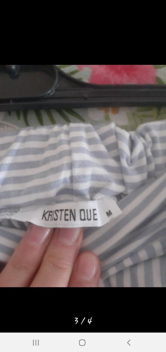 Mavi Çizgili Salaş penye Kadın Kumaş Pantolon - Görsel 3