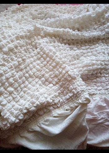 Beyaz Kabartmalı Yumuşak koltik ortusu 4 parca - Görsel 2