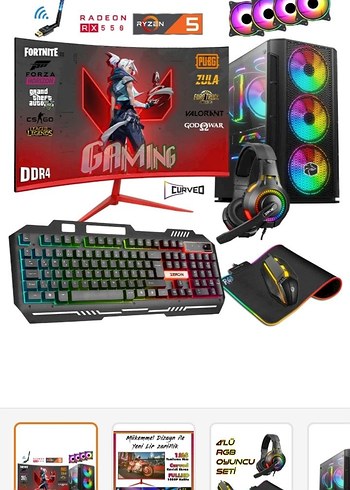 Çok Renkli Gaming Masaüstü Bilgisayar Seti - Görsel 2