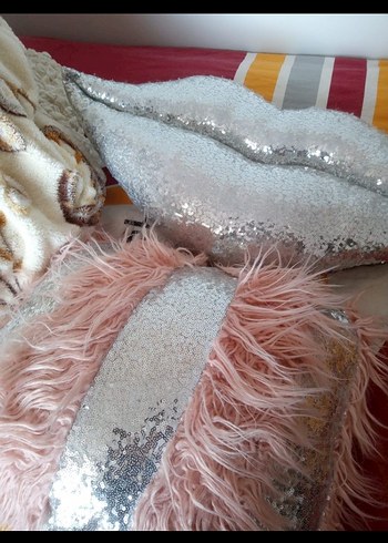 Pembe Parlak Bohem Tüylü ciftkisilik yatak örtüsü 4 parca - Görsel 2