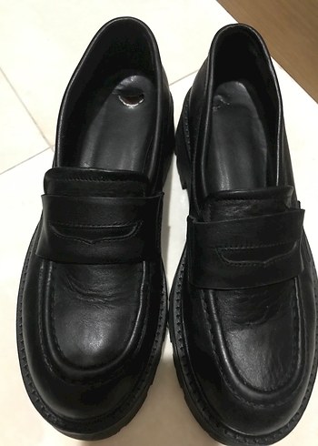 Siyah Kadın Platform Tabanlı Loafer