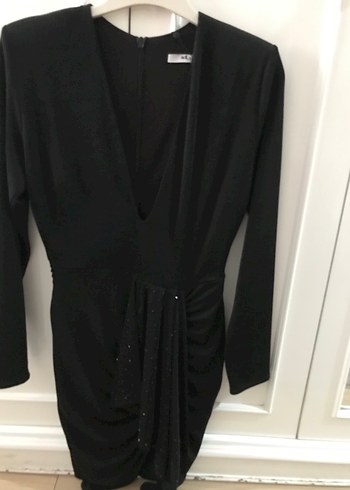 Sıfır deri v yaka esnek buzy kumaş abiye - Görsel 5