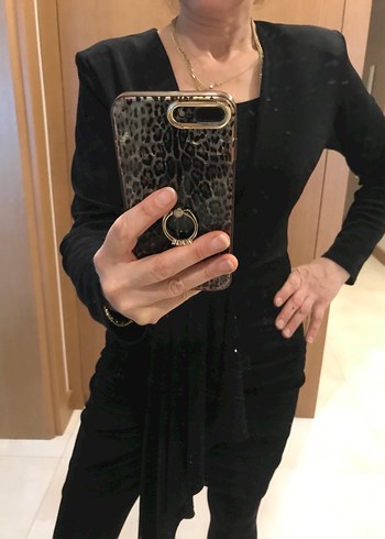 Sıfır deri v yaka esnek buzy kumaş abiye - Görsel 8