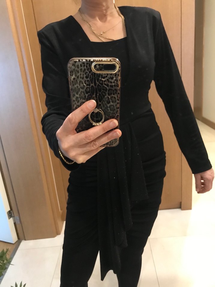 Sıfır deri v yaka esnek buzy kumaş abiye - Görsel 2