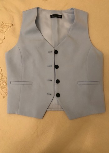 Zara mavi Düğmeli Kadın Yelek