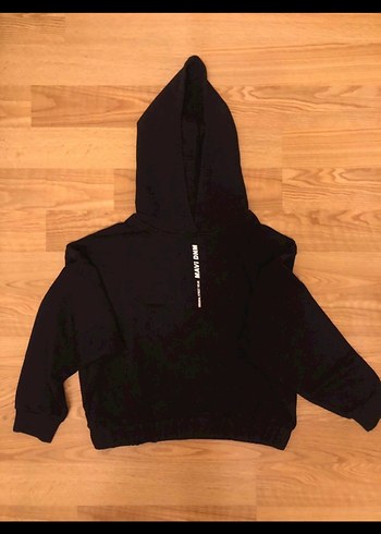 Mavi Kapüşonlu Siyah Kadın Sweatshirt