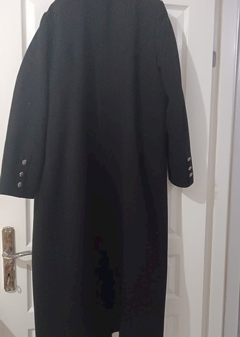 Düğmeli Siyah Uzun Kadın Kaban - Görsel 2