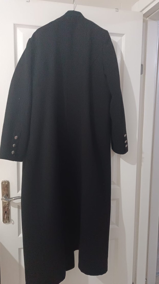 Düğmeli Siyah Uzun Kadın Kaban - Görsel 2