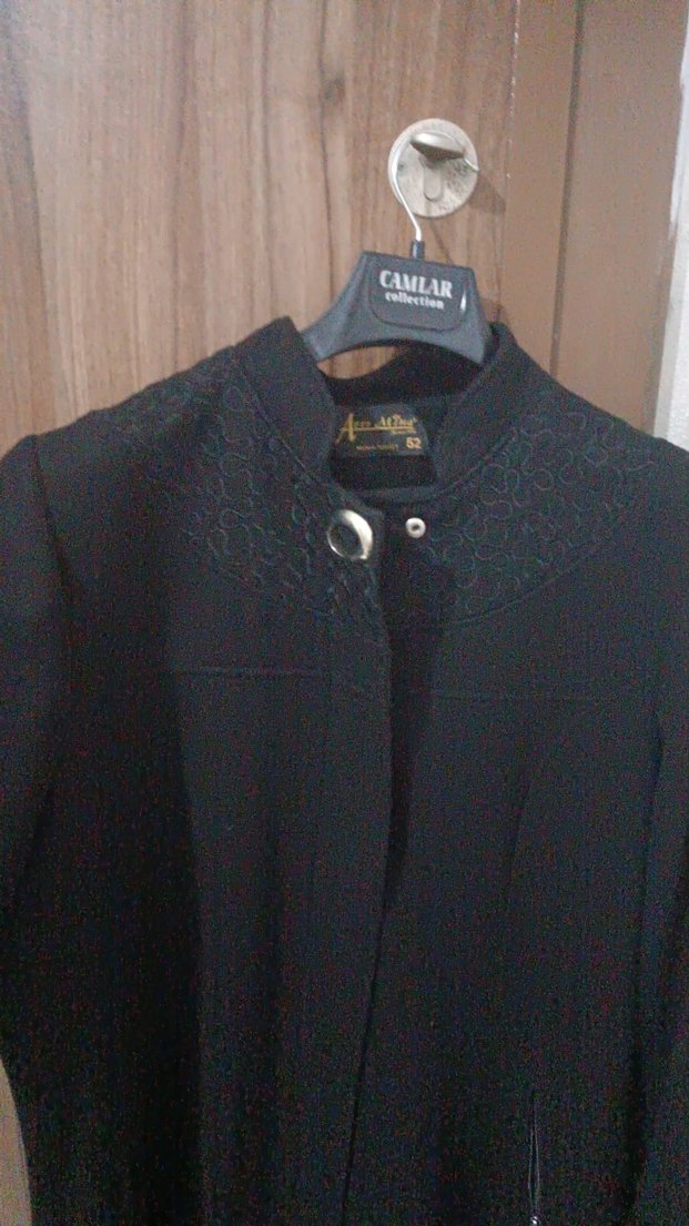 Düğmeli Siyah Uzun Kadın Kaban - Görsel 4