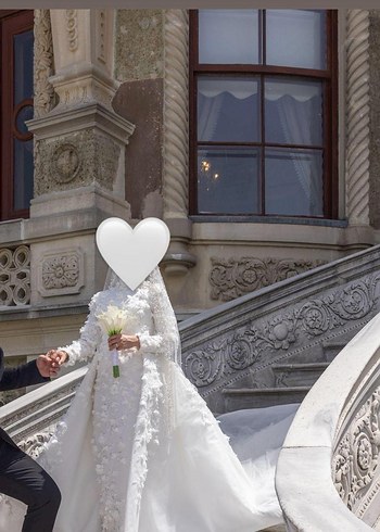 Uzun Beyaz Gotik A-line Gelinlik - Görsel 7