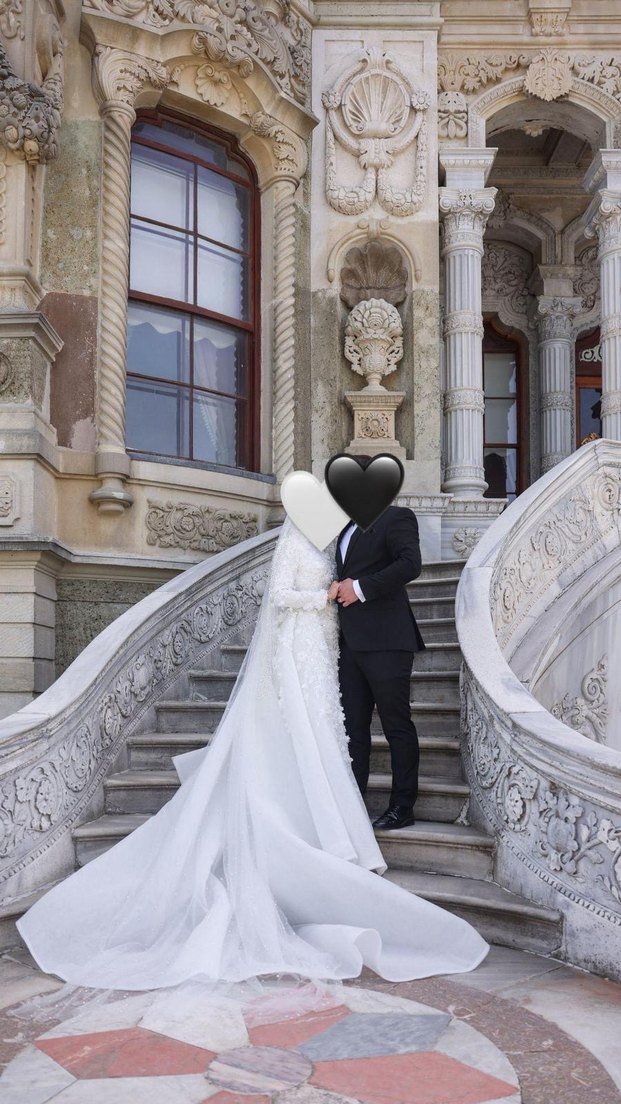 Uzun Beyaz Gotik A-line Gelinlik - Görsel 3