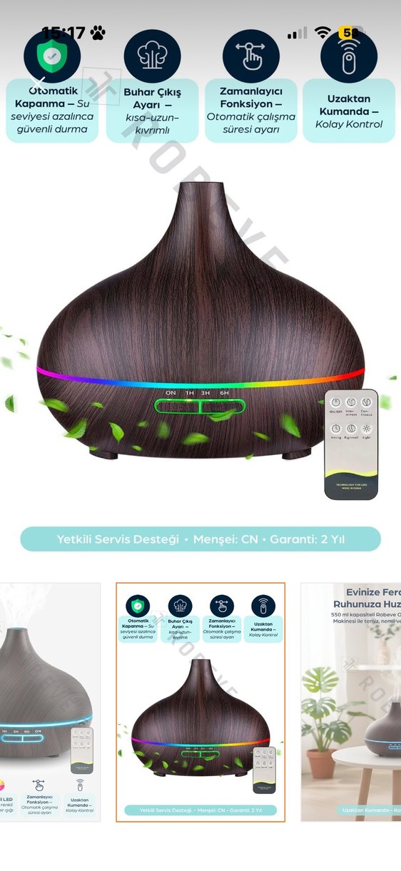 Uzaktan Kumandalı Kahverengi Hava Temizleyici ve Nemlendirici - Görsel 2