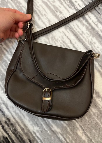 Kahverengi Deri Tokalı Kadın Çanta - Görsel 3