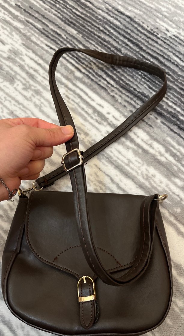 Kahverengi Deri Tokalı Kadın Çanta - Görsel 2