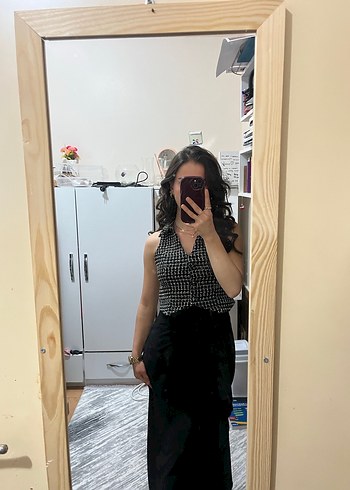 Siyah Ekose V Yaka yelek - Görsel 2