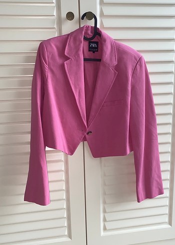 Pembe Düğmeli Kadın Blazer Ceket