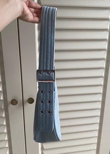 Beden mavi Renk Pastel Mavi Denim Kadın Omuz Çantası