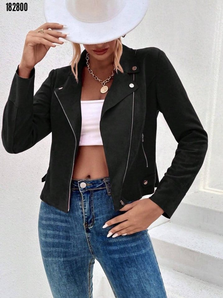 Siyah Süet Kadın Ceket - Görsel 3