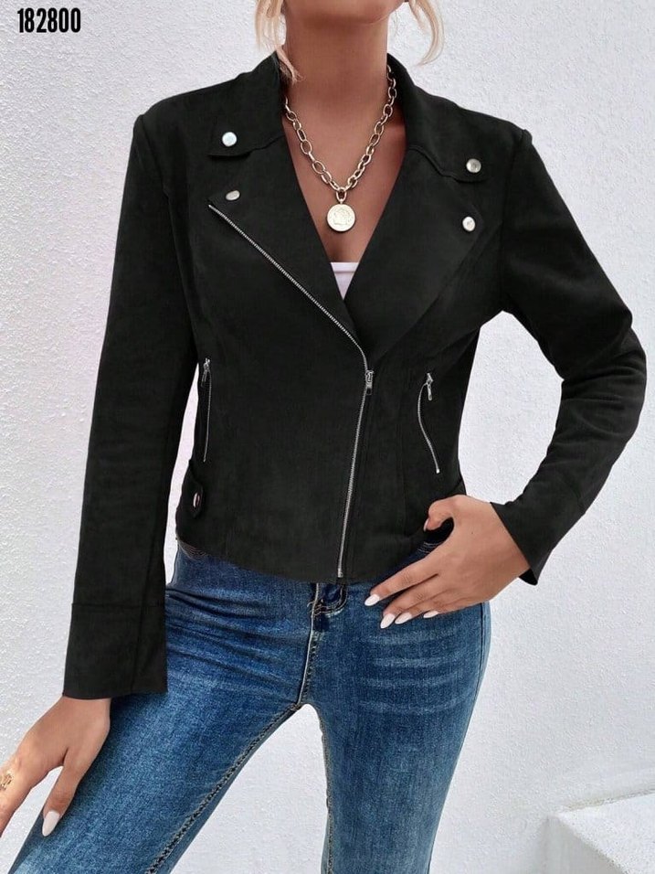 Siyah Süet Kadın Ceket - Görsel 4