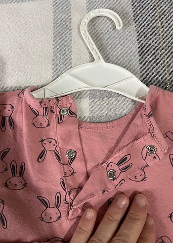 12-18 Ay Beden Kız Çocuk Pembe Baskılı Pamuklu Elbise 2li 12 ve 18 aylık