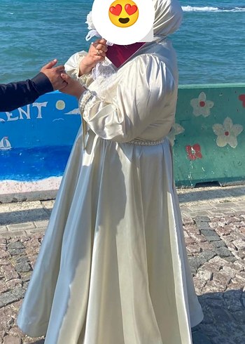52 Beden Uzun Kollu Yüksek Yakalı Vintage büyük beden nikah elbisesi
