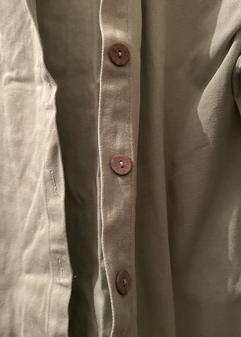 Kadın açık yeşil Keten Midi Gömlek, Düğmeli, Salaş Kesim - Görsel 4